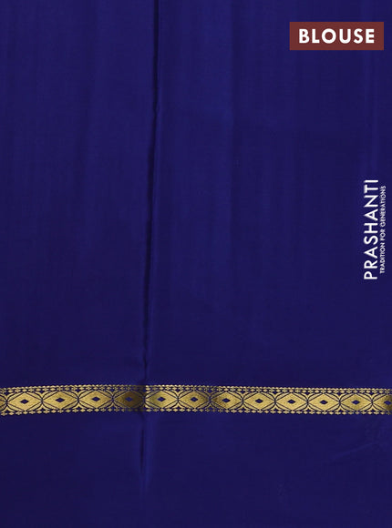 Pure mysore silk saree indigo blue with allover zari weaves & shibori prints and zari woven simple border