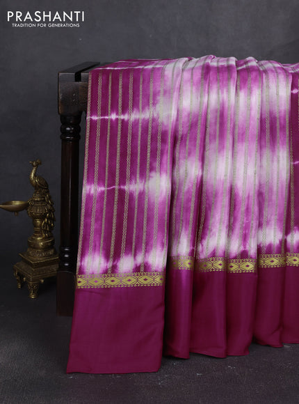 Pure mysore silk saree wine shade with allover zari weaves & shibori prints and zari woven simple border