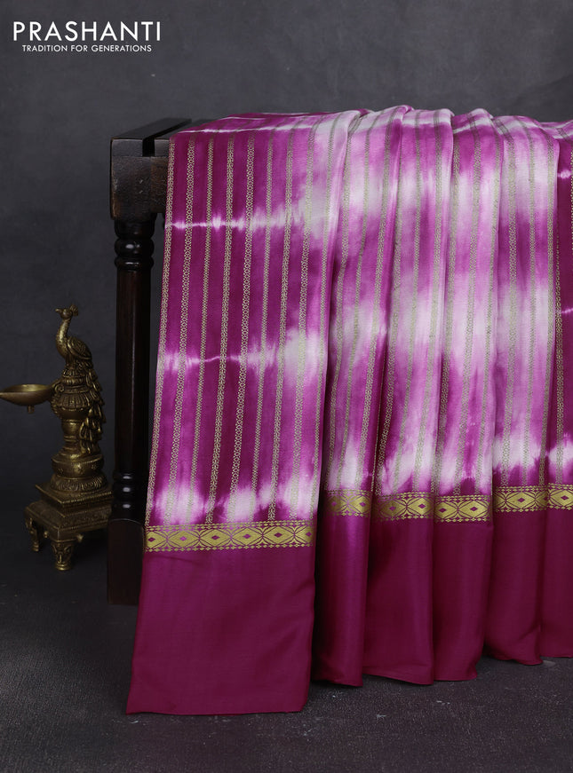 Pure mysore silk saree wine shade with allover zari weaves & shibori prints and zari woven simple border