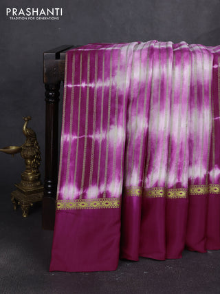 Pure mysore silk saree wine shade with allover zari weaves & shibori prints and zari woven simple border