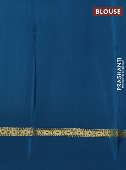 Pure mysore silk saree peacock green with allover zari weaves & shibori prints and zari woven simple border