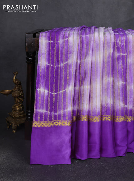 Pure mysore silk saree purple with allover zari weaves & shibori prints and zari woven simple border