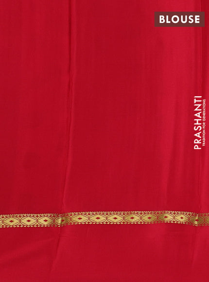 Pure mysore silk saree tomato pink with allover zari weaves & shibori prints and zari woven simple border