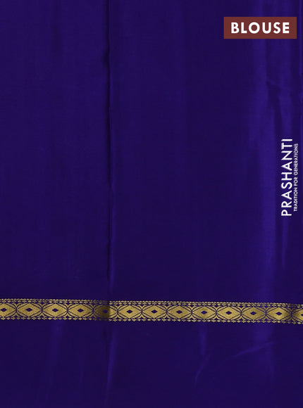Pure mysore silk saree blue with allover zari weaves & shibori prints and zari woven simple border