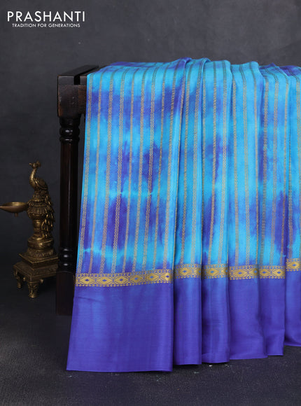 Pure mysore silk saree violet with allover zari weaves & shibori prints and zari woven simple border