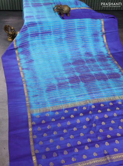 Pure mysore silk saree violet with allover zari weaves & shibori prints and zari woven simple border