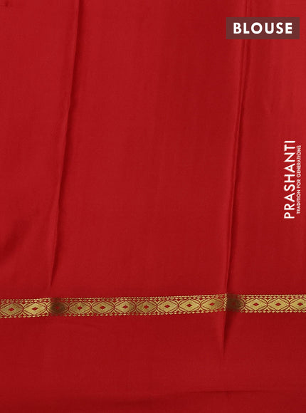 Pure mysore silk saree red with allover zari weaves & shibori prints and zari woven simple border