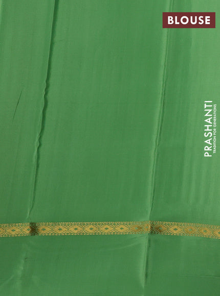 Pure mysore silk saree light green with allover zari weaves & shibori prints and zari woven simple border