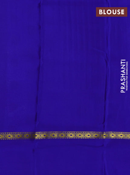 Pure mysore silk saree royal blue with allover zari weaves & shibori prints and zari woven simple border