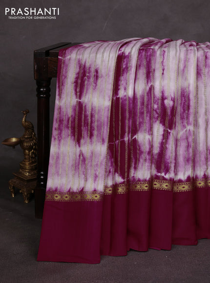 Pure mysore silk saree deep maroon with allover zari weaves & shibori prints and zari woven simple border