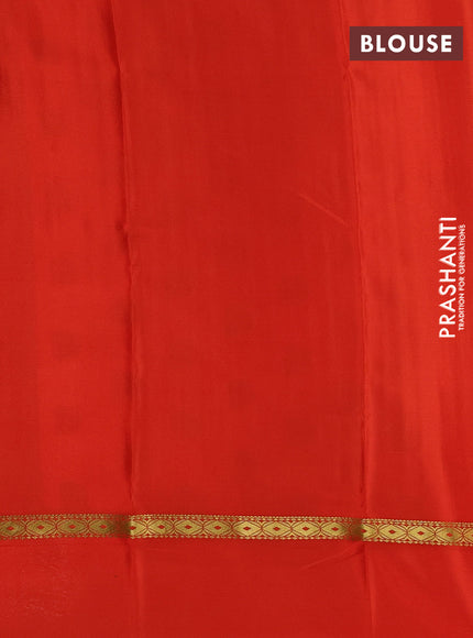 Pure mysore silk saree orange with allover zari weaves & shibori prints and zari woven simple border