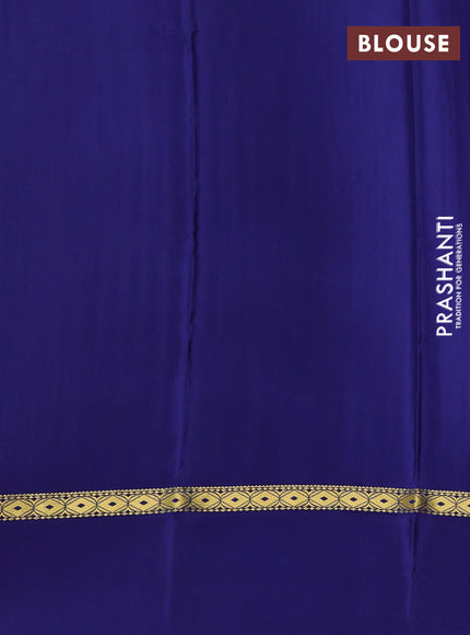Pure mysore silk saree navy blue with allover zari weaves & shibori prints and zari woven simple border