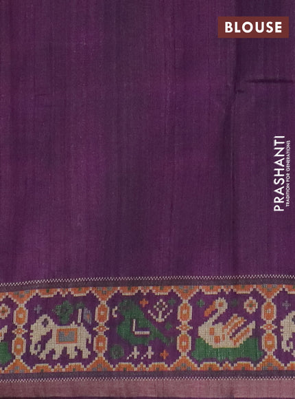 Art tussar saree mauve pink and purple with allover kalamkari prints and patola border