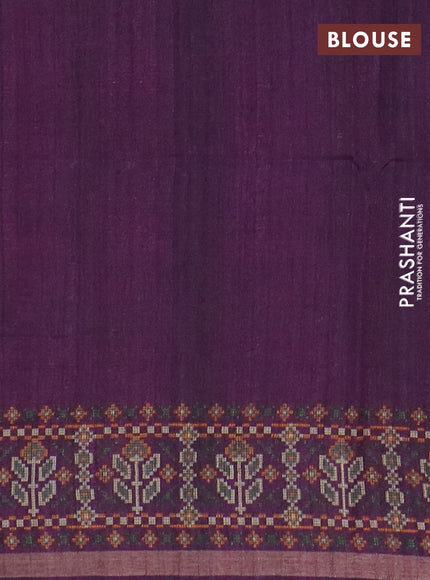 Art tussar saree mauve pink and purple with allover kalamkari prints and patola border