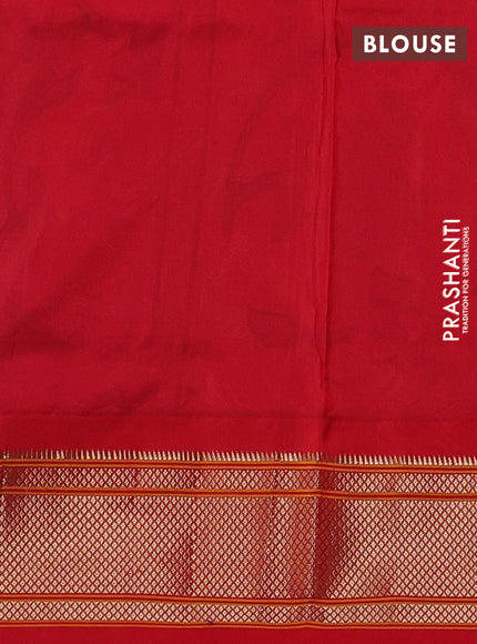 Pure paithani silk saree mild peach orange and red with allover zari woven annam buttas and paithani weaving pallu