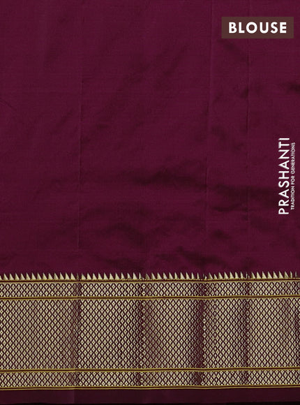Pure paithani silk saree wine shade with allover zari woven buttas and paithani weaving pallu