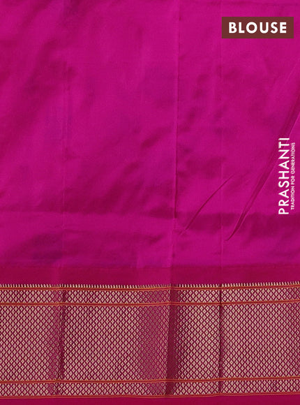 Pure paithani silk saree cream and pink with allover zari woven annam buttas and paithani weaving pallu