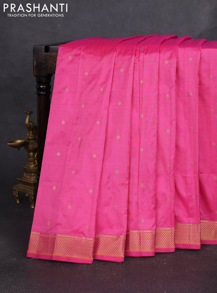 Pure paithani silk saree pink with allover zari woven buttas and paithani weaving pallu