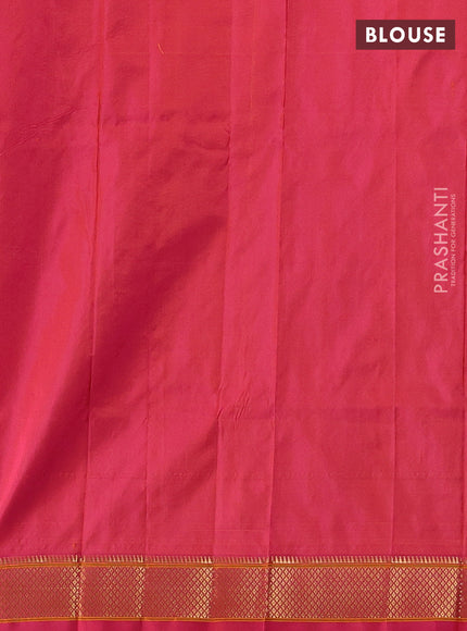 Pure paithani silk saree dual shade of pinkish orange with allover zari woven buttas and paithani weaving pallu