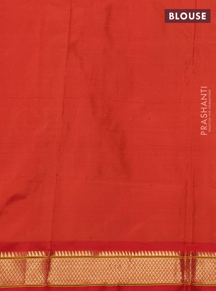 Pure paithani silk saree green and red with allover zari woven buttas and paithani weaving pallu