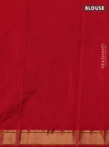 Pure paithani silk saree grey and red with allover zari woven buttas and paithani weaving pallu