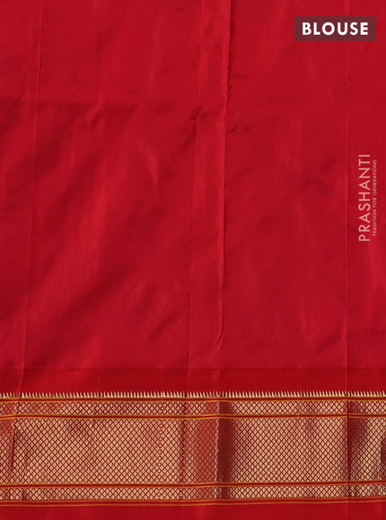 Pure paithani silk saree dark magenta pink and red with allover annam zari woven buttas and paithani weaving pallu