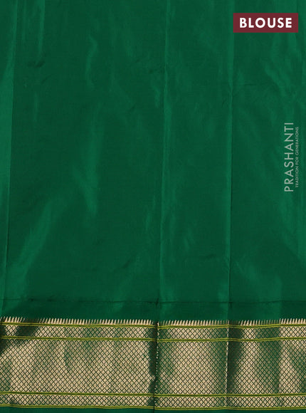 Pure paithani silk saree red and green with allover zari woven buttas and paithani weaving pallu