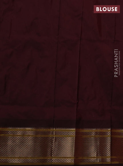 Pure paithani silk saree red and coffee brown with allover zari woven buttas and paithani weaving pallu