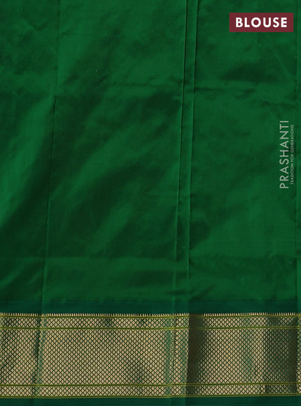 Pure paithani silk saree red and green with annam zari woven buttas and paithani weaving pallu