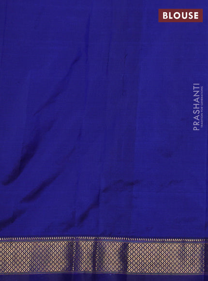 Pure paithani silk saree blue with annam zari woven buttas and paithani weaving pallu