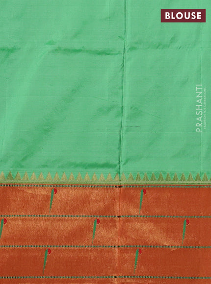 Pure paithani silk saree green and red with allover zari woven buttas and paithani weaving pallu