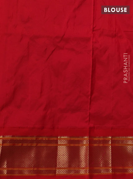 Pure paithani silk saree dark magenta pink and red with allover annam zari woven buttas and paithani weaving pallu