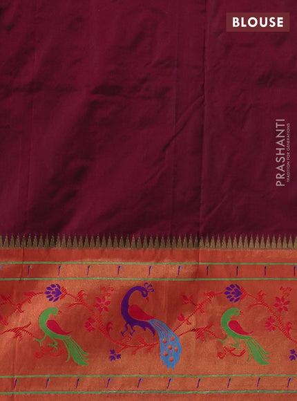 Pure paithani silk saree wine shade and red with allover zari woven buttas and paithani weaving pallu