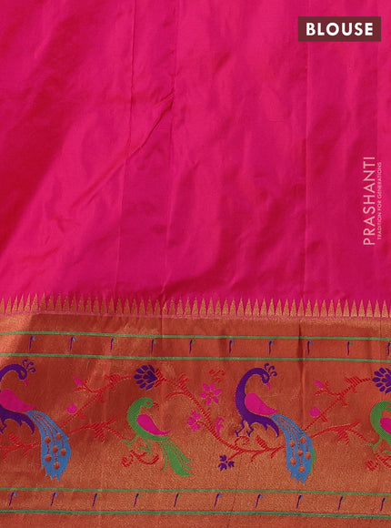 Pure paithani silk saree pink and red with allover zari woven buttas and paithani weaving pallu