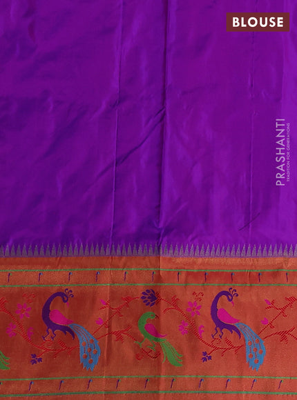 Pure paithani silk saree purple and red with allover zari woven buttas and paithani weaving pallu