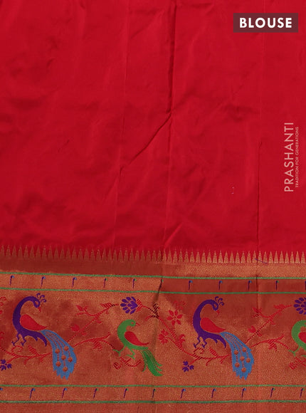 Pure paithani silk saree red with allover zari woven buttas and paithani weaving pallu