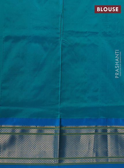 Pure paithani silk saree maroon and cs blue with allover zari woven buttas and paithani weaving pallu
