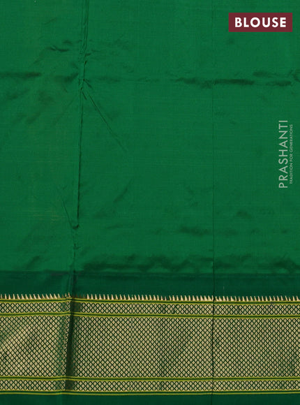 Pure paithani silk saree mango yellow and green with allover zari woven buttas and paithani weaving pallu