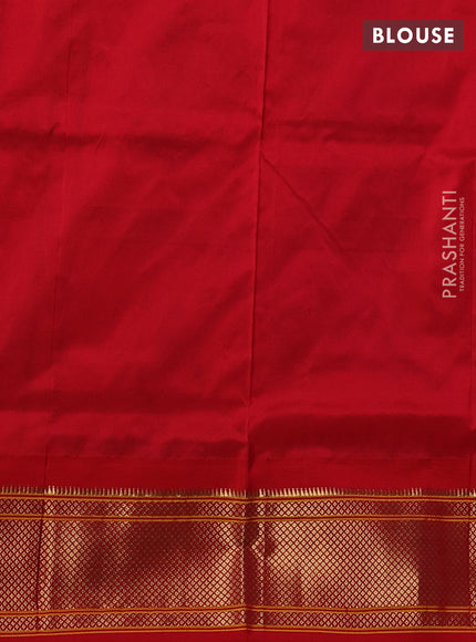 Pure paithani silk saree royal blue and red with allover zari woven buttas and paithani weaving pallu