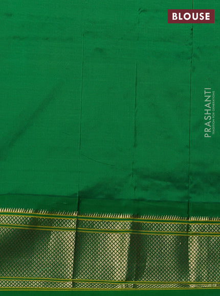 Pure paithani silk saree red and green with allover zari woven buttas and paithani weaving pallu