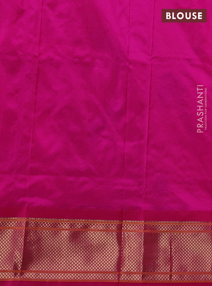 Pure paithani silk saree cream and pink with allover zari woven buttas and paithani weaving pallu