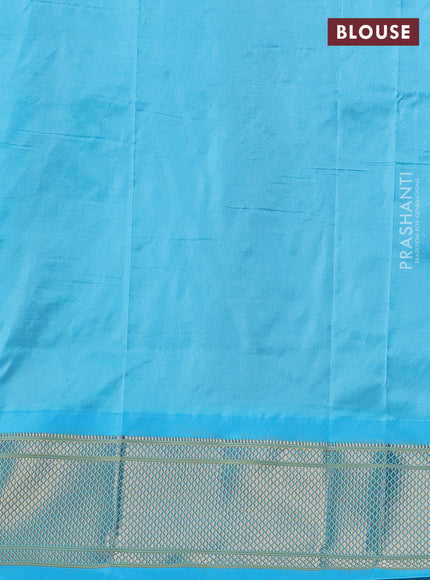 Pure paithani silk saree maroon and light blue with allover zari woven buttas and paithani weaving pallu