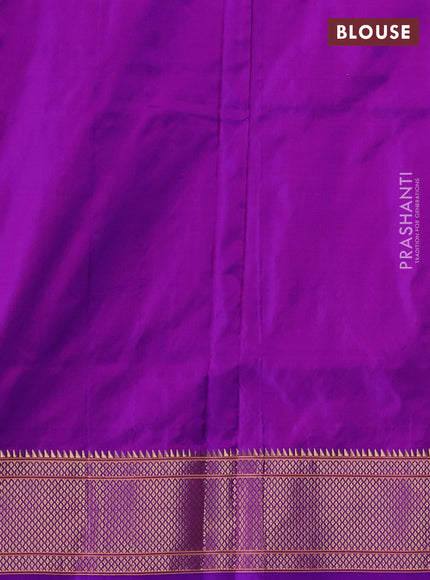 Pure paithani silk saree purple with allover zari woven floral buttas and zari woven muniya butta border