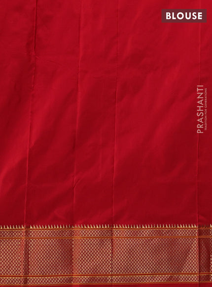 Pure paithani silk saree red with allover zari woven buttas and paithani weaving pallu