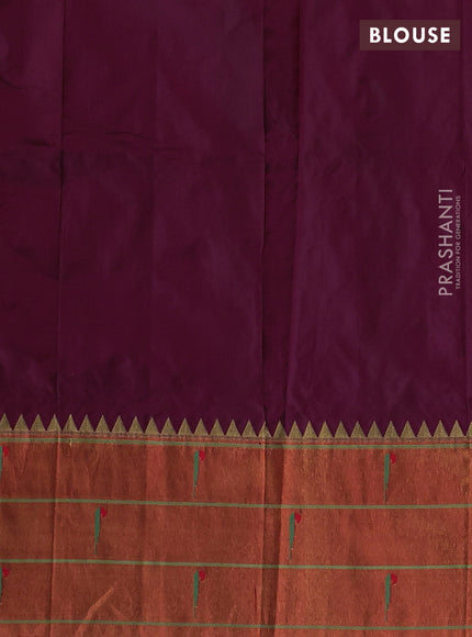 Pure paithani silk saree dark magenta pink and red with allover zari woven buttas and paithani weaving pallu