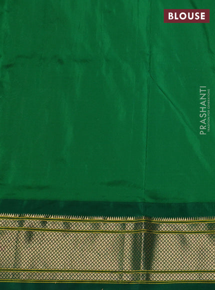 Pure paithani silk saree cream and green with allover zari woven buttas and paithani weaving pallu