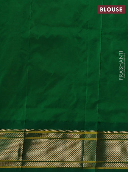 Pure paithani silk saree red and green with allover zari woven buttas and paithani weaving pallu
