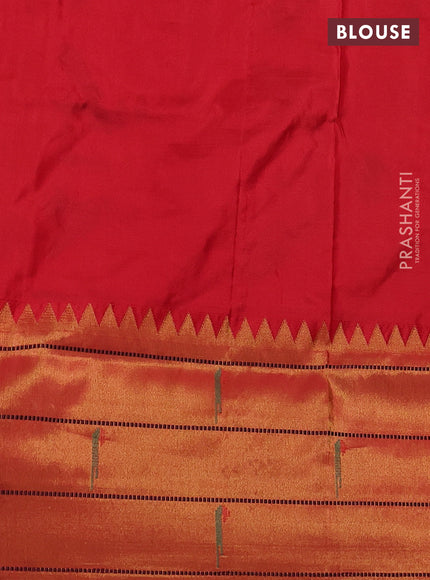 Pure paithani silk saree maroon and red with allover zari weaves and zari woven muniya butta border