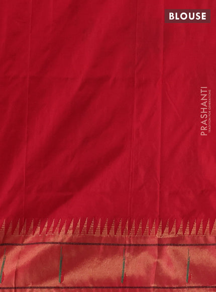 Pure paithani silk saree purple and red with allover zari weaves and temple zari woven muniya butta border