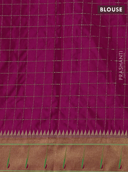 Pure paithani silk saree pink and red with allover zari checks & buttas and long zari woven muniya butta border